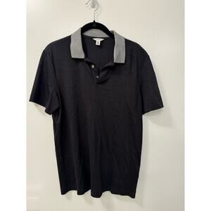 Calvin Klein Small Black Short Sleeve Men's Black Polo Stretch Cotton Contrast